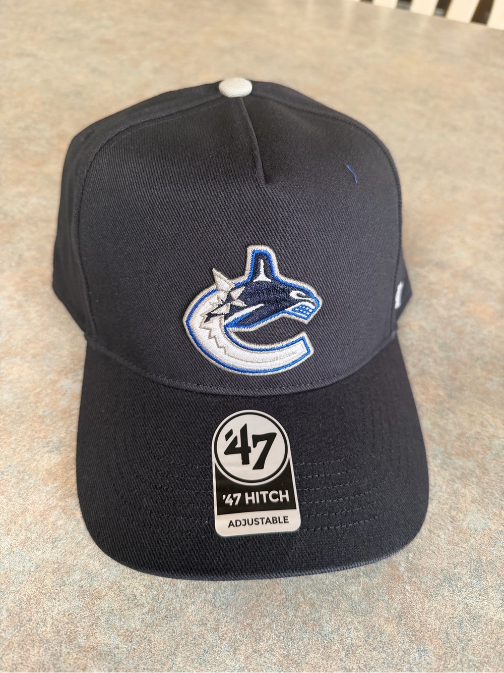 47 Vancouver Canucks Black and White Curved Brim Hat